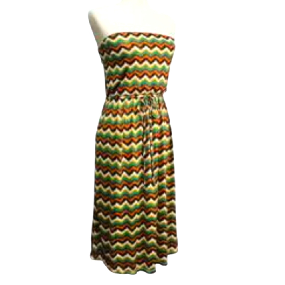 Maurices Multicolor Strapless Chevron Dress